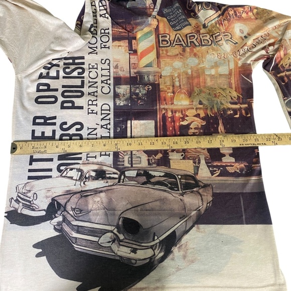 Just Cavalii Graphic Long Sleeve Tee Shirt Cars 3X tan cream - Picture 8 of 10